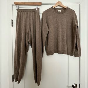 Babaa no41 matching set cashmere jumper + trousers in limestone OS gently used